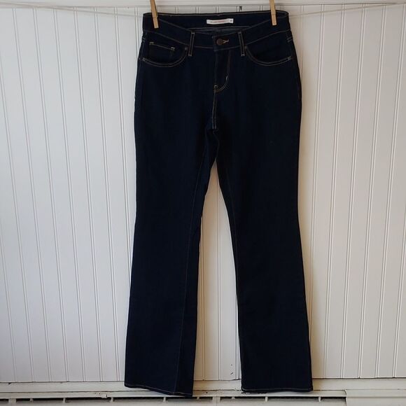 LEVI'S Women's 815 Curvy Bootcut Mid Rise‎ Dark Wash Denim Blue Jeans 29 32 - Picture 1 of 12